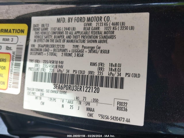 Ford Fusion Hybrid Titanium 2014 3FA6P0RU3ER122120 Image 9
