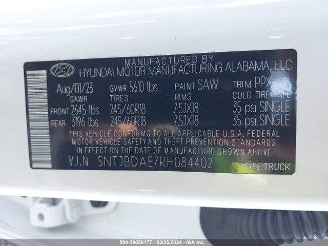 Hyundai Santa Cruz Sel 2024 5NTJBDAE7RH084402 Image 9