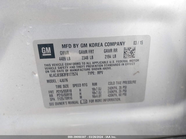 KL4CJESB3FB177574 Buick Encore