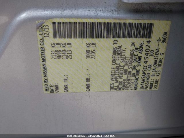 1N4AA5AP5EC454024 Nissan Maxima 3.5 S/3.5 Sv