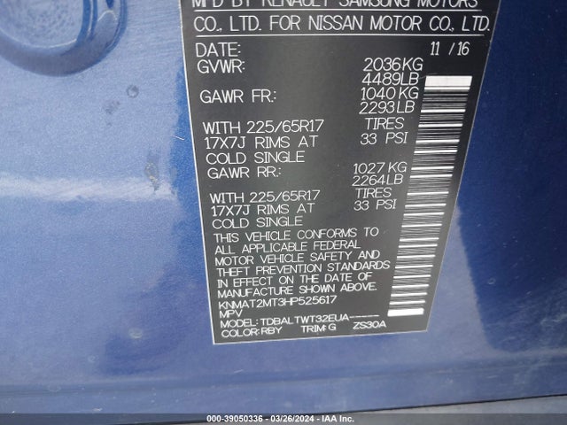 Nissan ROGUE SV 2017 KNMAT2MT3HP525617 Image 9