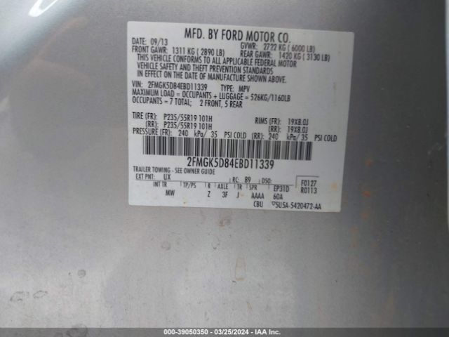 2FMGK5D84EBD11339 Ford Flex Limited