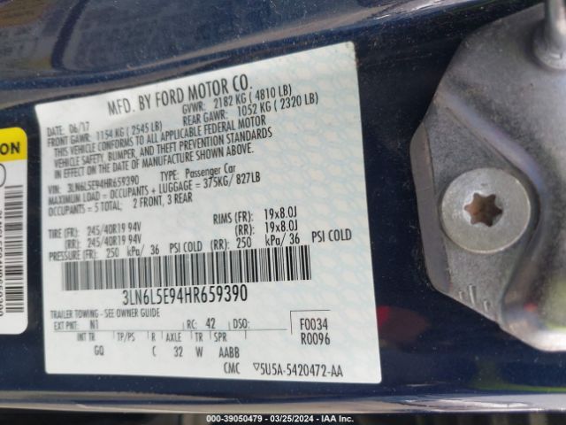 3LN6L5E94HR659390 Lincoln Mkz Reserve