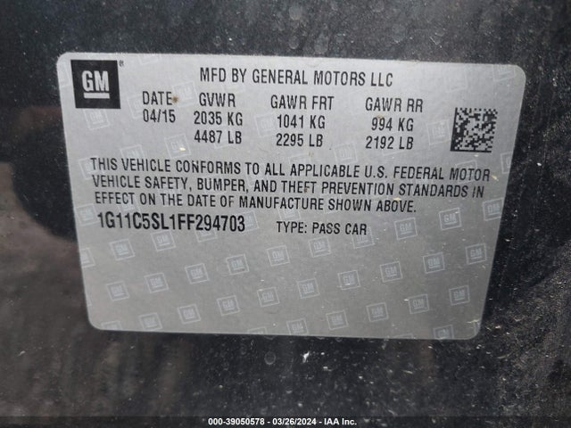 Chevrolet MALIBU 1LT 2015 1G11C5SL1FF294703 Image 9
