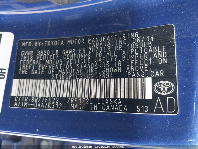 Toyota Corolla S Plus 2014 2T1BURHE3EC202894 Image 9