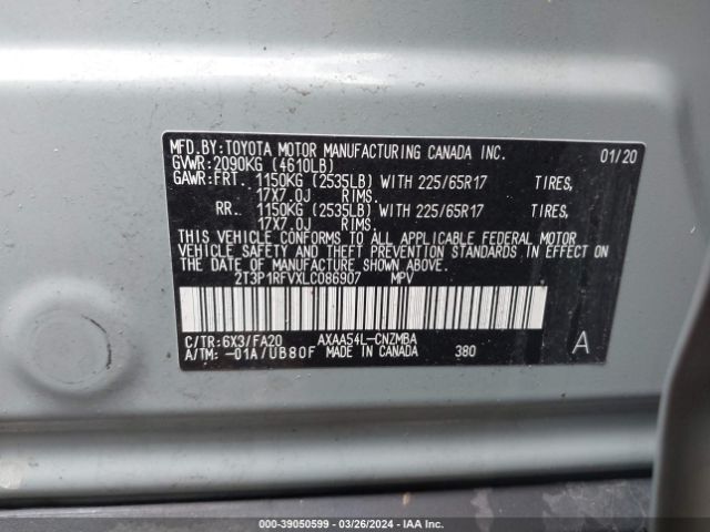2020 TOYOTA RAV4 2T3P1RFVXLC086907 Photo 8