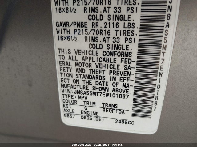 Nissan Rogue Select S 2014 JN8AS5MT7EW101867 Image 9