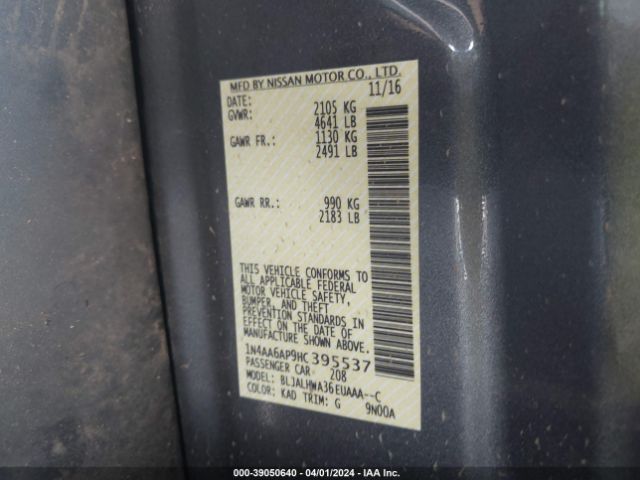 1N4AA6AP9HC395537 Nissan Maxima 3.5 Platinum