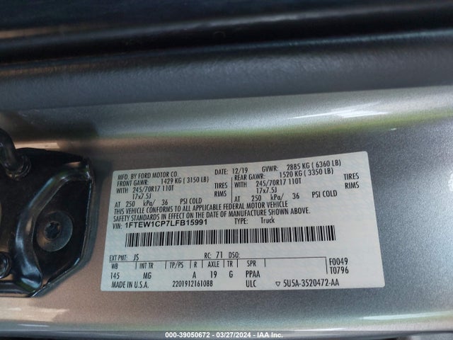 Ford F-150 Xlt 2020 1FTEW1CP7LFB15991 Image 9