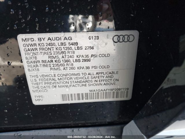 WA1GAAFY8P2097729 Audi Q5 Premium 45 Tfsi S Line Quattro