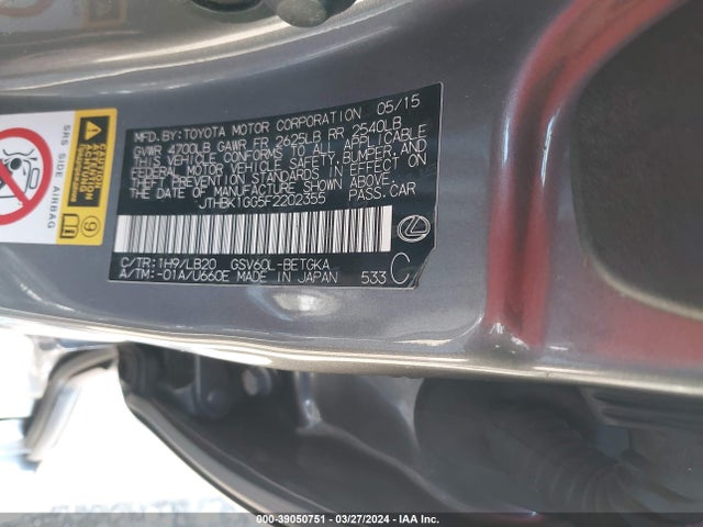 Lexus ES 350 2015 JTHBK1GG5F2202355 Image 9