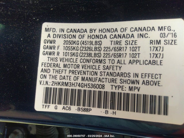 Honda CR-V EXL 2016 2HKRM3H74GH536008 Image 9