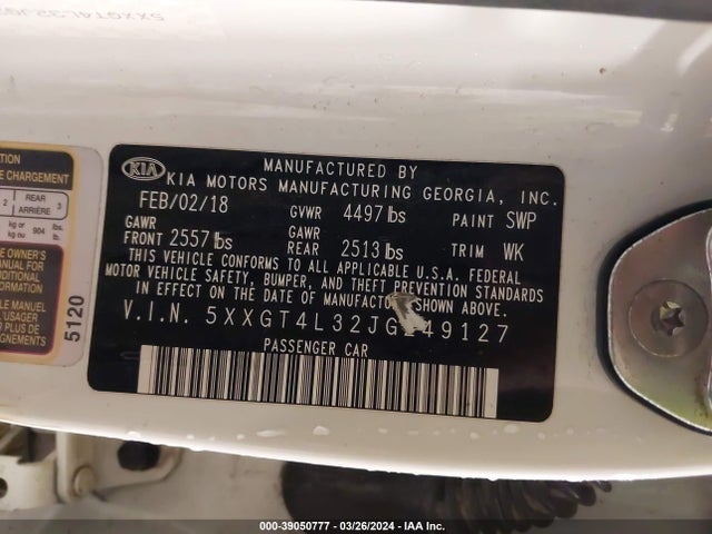 KIA Optima Lx 2018 5XXGT4L32JG249127 Image 9