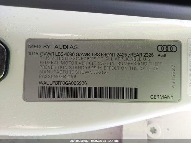 WAUUPBFF0GA066926 Audi A3 E-tron 1.4t Premium