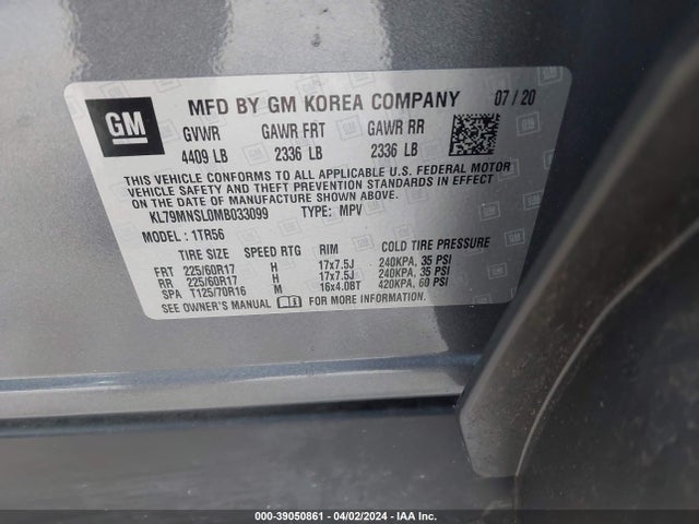 Chevrolet Trailblazer Awd Ls 2021 KL79MNSL0MB033099 Image 9