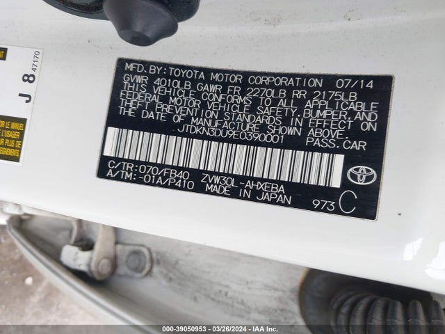 Toyota Prius Three 2014 JTDKN3DU9E0390001 Image 9
