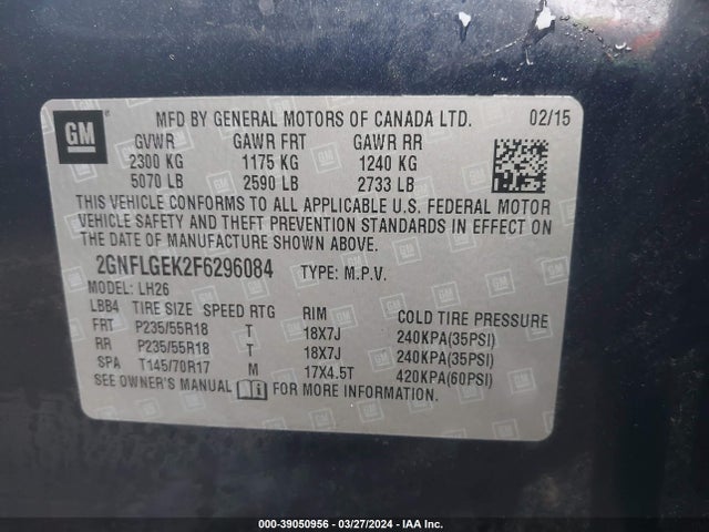 Chevrolet Equinox 2lt 2015 2GNFLGEK2F6296084 Image 9
