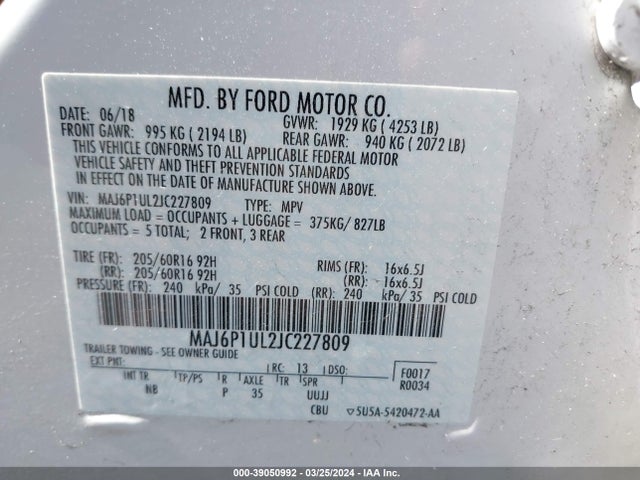 Ford Ecosport Se 2018 MAJ6P1UL2JC227809 Image 9
