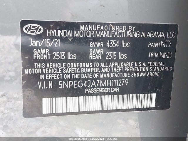 Hyundai SONATA SE 2021 5NPEG4JA7MH111279 Image 9