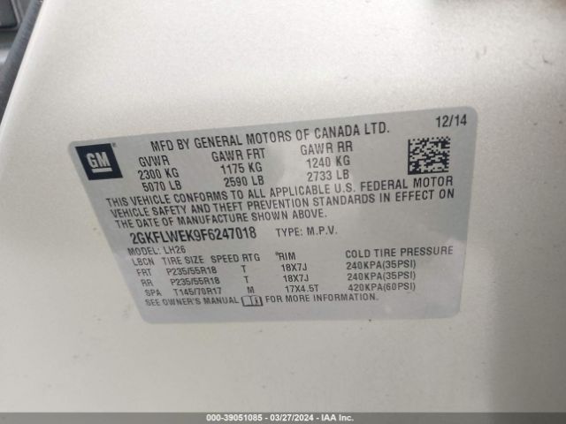 2GKFLWEK9F6247018 GMC Terrain Sle-2