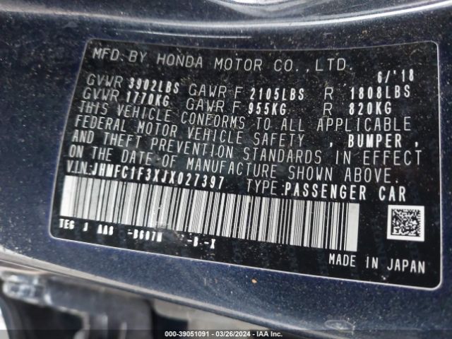 JHMFC1F3XJX027397 Honda Civic Ex-t