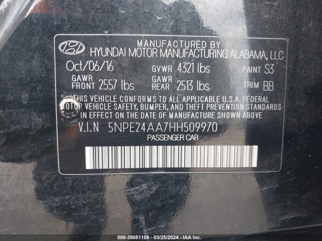 Hyundai SONATA ECO 2017 5NPE24AA7HH509970 Image 9