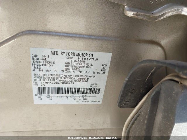 Ford EDGE SEL 2018 2FMPK3J95JBC00455 Image 9
