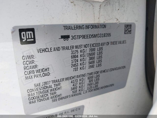3GTP9EED5MG318355 GMC Sierra 1500 4wd  Short Box At4
