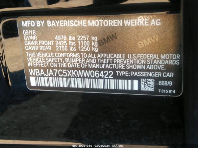 WBAJA7C5XKWW06422 BMW 530i Xdrive