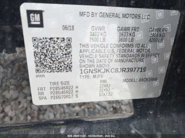Chevrolet Suburban Premier 2018 1GNSKJKC8JR397719 Image 9
