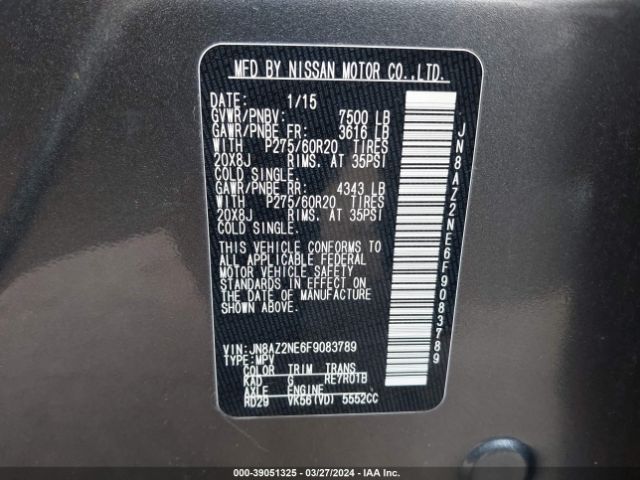 JN8AZ2NE6F9083789 Infiniti QX80