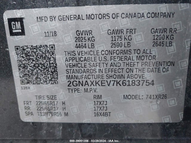 Chevrolet EQUINOX LT 2019 2GNAXKEV7K6183754 Image 9