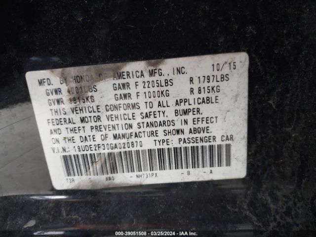 19UDE2F30GA020870 Acura Ilx 2.4l/acurawatch Plus Package