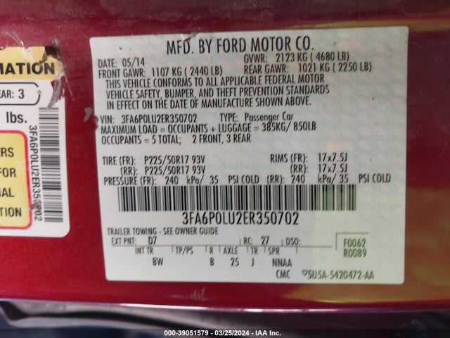 Ford Fusion Hybrid Se 2014 3FA6P0LU2ER350702 Image 9