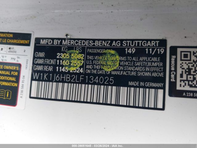 W1K1J6HB2LF134025 Mercedes-Benz E 450