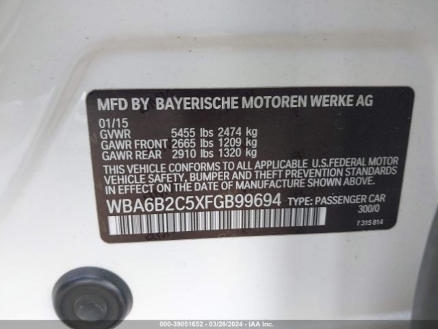 WBA6B2C5XFGB99694 BMW 650i Gran Coupe