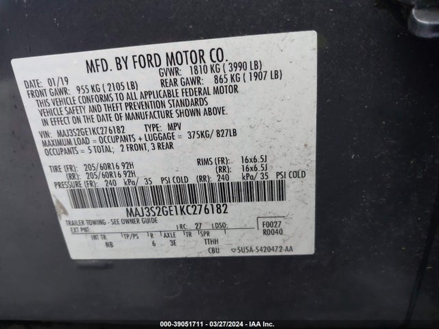 Ford Ecosport Se 2019 MAJ3S2GE1KC276182 Image 9