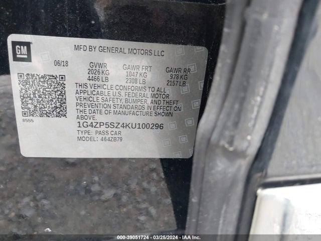 1G4ZP5SZ4KU100296 Buick Lacrosse Fwd Essence