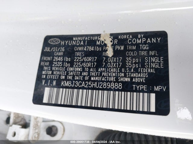 Hyundai Tucson Eco 2017 KM8J3CA25HU289888 Image 9