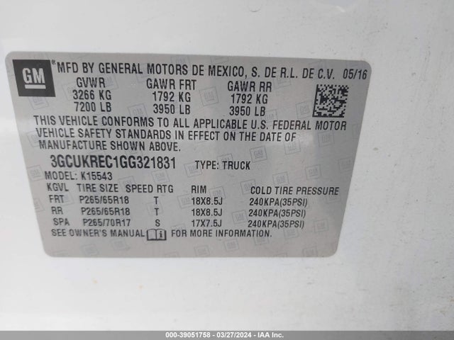 Chevrolet Silverado 1500 1lt 2016 3GCUKREC1GG321831 Image 9
