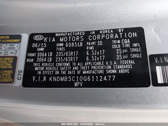 KIA SEDONA LX 2016 KNDMB5C10G6112477 Image 9