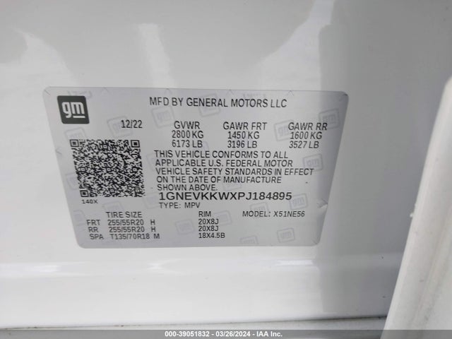 Chevrolet Traverse Awd Premier 2023 1GNEVKKWXPJ184895 Image 9