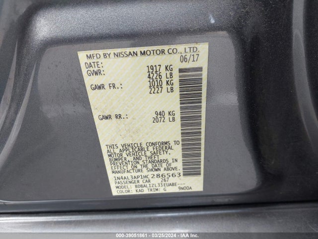 Nissan Altima 2.5 Sv 2017 1N4AL3AP1HC286563 Image 9