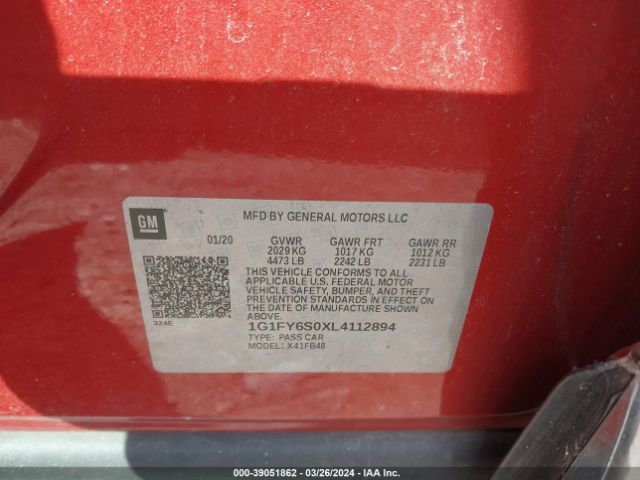 1G1FY6S0XL4112894 Chevrolet Bolt Ev Fwd Lt