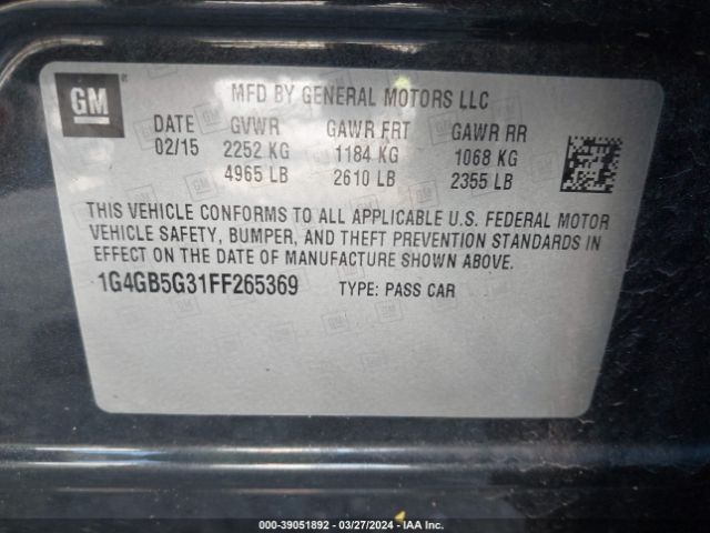 1G4GB5G31FF265369 Buick Lacrosse