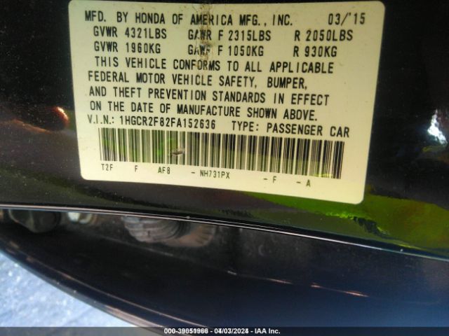 1HGCR2F82FA152636 Honda Accord Ex-l