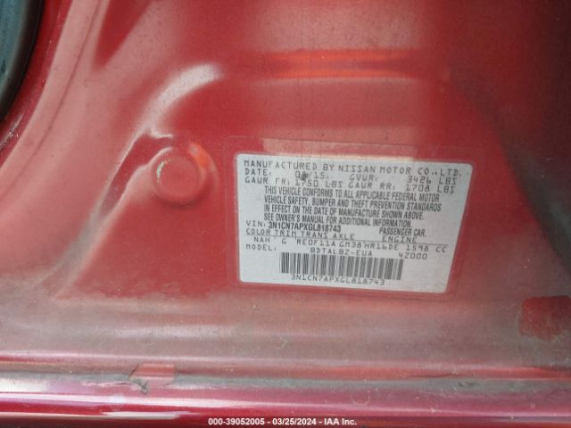 3N1CN7APXGL818743 Nissan Versa 1.6 S/1.6 S+/1.6 Sl/1.6 Sv