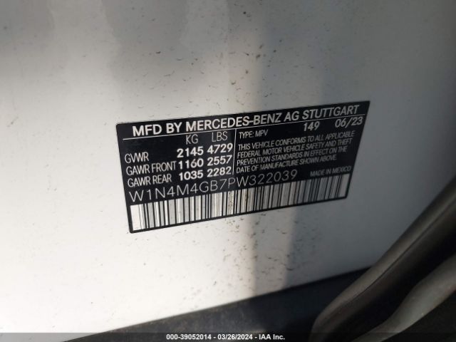 W1N4M4GB7PW322039 Mercedes-Benz GLB 250
