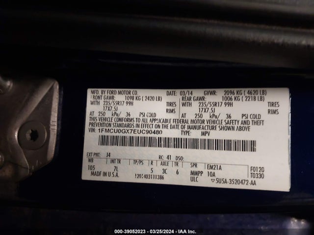 1FMCU0GX7EUC90480 Ford ESCAPE SE