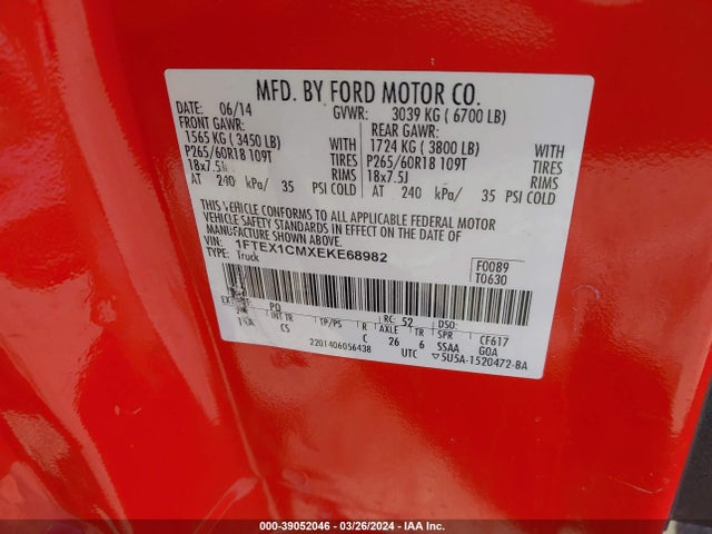 Ford F-150 Stx 2014 1FTEX1CMXEKE68982 Image 9
